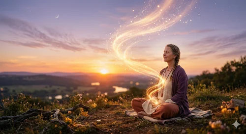 Mujer meditando conectando con su alma